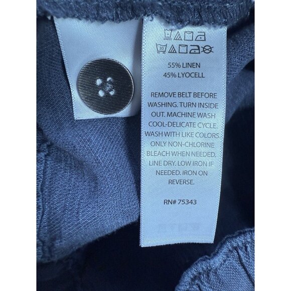 Cynthia Rowley Blue Linen Blend Straight Leg Pants Casual Women's Size 6 Coastal - Picture 4 of 9